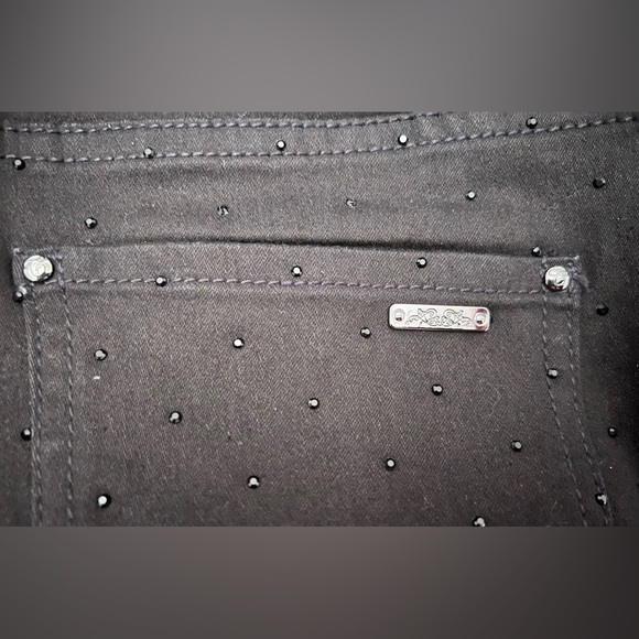 CACHE Black Denim Studded Black Bead/Stud Jean Pants Size 2 - Picture 11 of 12